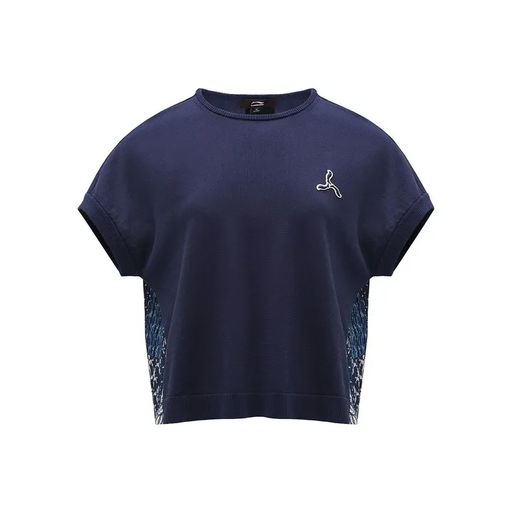 LI NING 1990 Blue Series T Shirt Women's Dark Iris Blue-0
