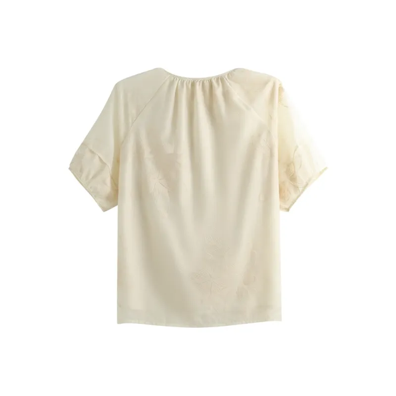 She Enjoys Chiffon Shirt Women's Beige Apricot-1