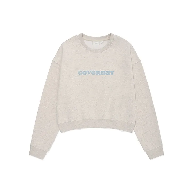 COVERNAT Crew Neck Cropped Casual Versatile Sweatshirt Women's Oat-0