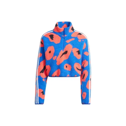 Adidas Free Shipping With AdiClub Essentials 3-Stripes Animal rmer High Pile Cropped 1/4 Zip Top
