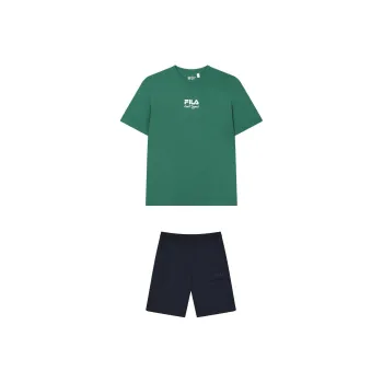 FILA Casual Sportswear Men Clothing Sets Midsummer Green Top+Legend Blue Shorts