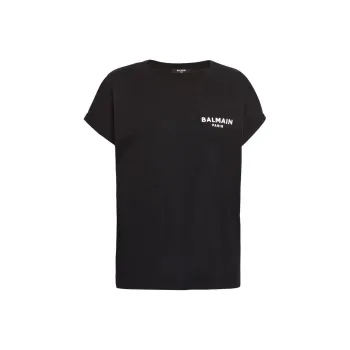 BALMAIN Logo Printed Crewneck T Shirt 'Black'