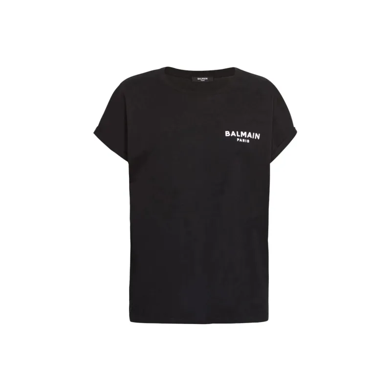 BALMAIN Logo Printed Crewneck T Shirt 'Black'-0