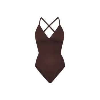 SKIMS BARELY THERE BODYSUIT BRIEF W/SNAPS Bodysuits Women's Coffee COCOA