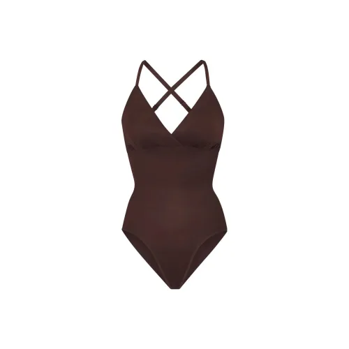 SKIMS BARELY THERE BODYSUIT BRIEF W/SNAPS Bodysuits Women's Coffee COCOA