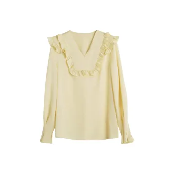 Olrain Chiffon Shirts Women's Custard