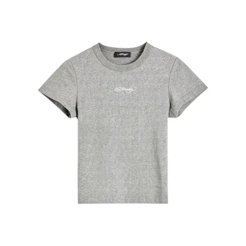 Ed Hardy SS24 Regular T Shirt Women's Plain Serene Gray