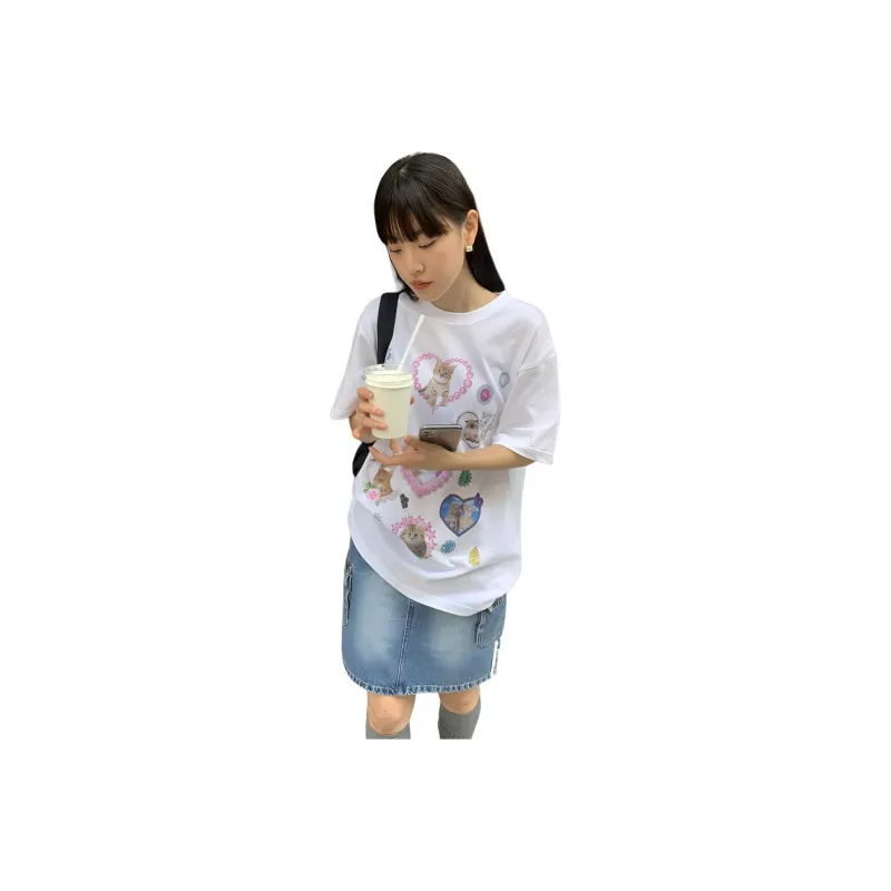 SLEEP AT 11 Drop Shoulder Sleeve T-Shirt Women's White-0