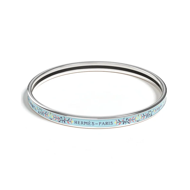 HERMES Enamel Bangles Unisex Silver/Blue-1