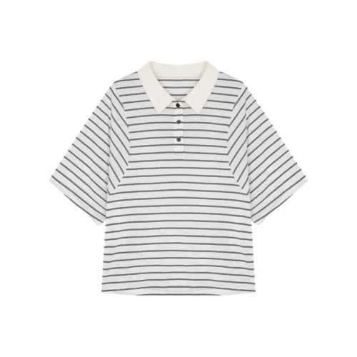 IHIMI T Shirt Women's Black White Stripes