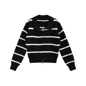 Garbege Knitwear Women's Black White Stripes