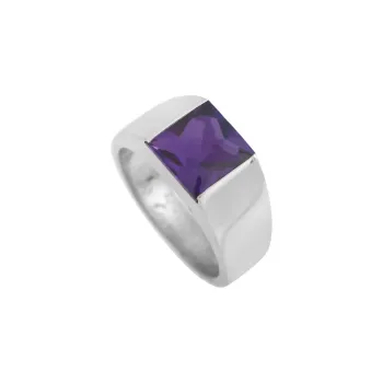 Cartier 18K White Gold Tank Amethyst Ring