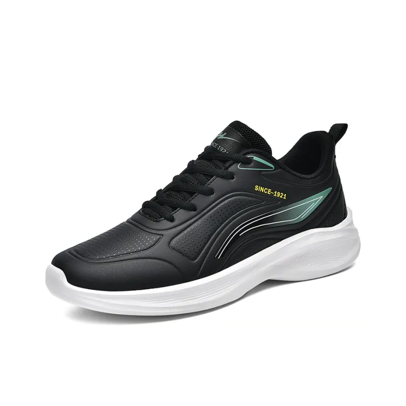 Binary Cushioning Lightweight Low Top Casual City Commute Training Running Shoes Men's Black White-1