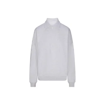 SKIMS COTTON FLEECE OVERSIZED QUARTER ZIP PULLOVER Sweatshirt Women's LIGHT HEATHER GREY/Light Gray