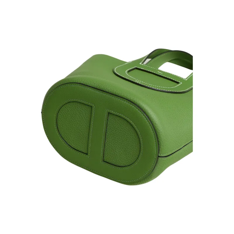 HERMES In The Loop Clemence Bullock Leather With Swift Calfskin Handbag 18 Women's Silk Green-3