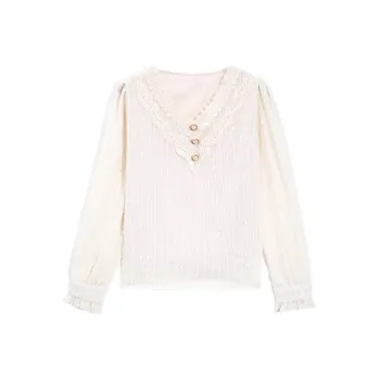 Adeworn Chiffon Shirts Women's Apricot