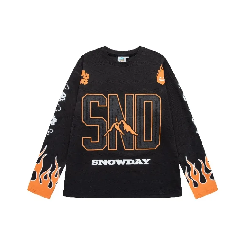 Snowday Long sleeve Blue Flame Jersey Basketball Jersey Unisex-2
