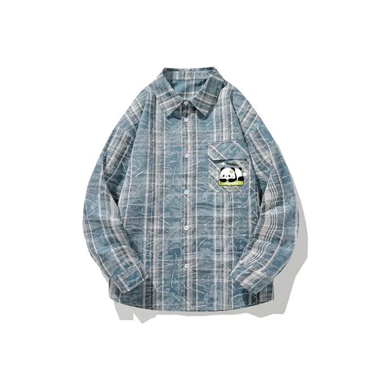 PANDA BASE Shirt Unisex Blue Plaid-0