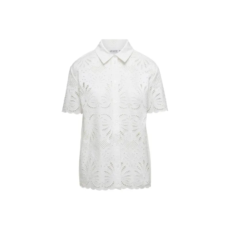 Self portrait Open Work Short Sleeved Shirt-0