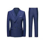 Navy Blue Two-Piece Set+Brooch Style B
