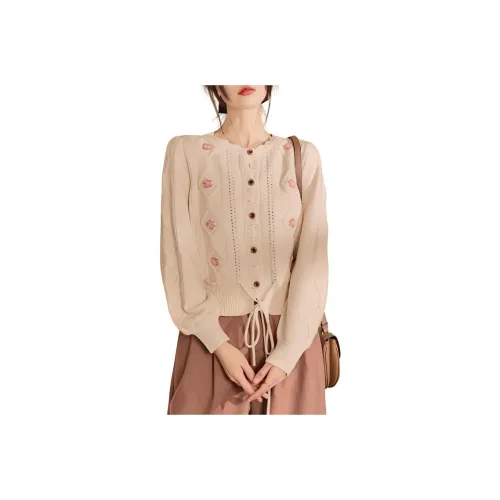QIAOYUHUAZUN Knitwear Women's Beige Apricot