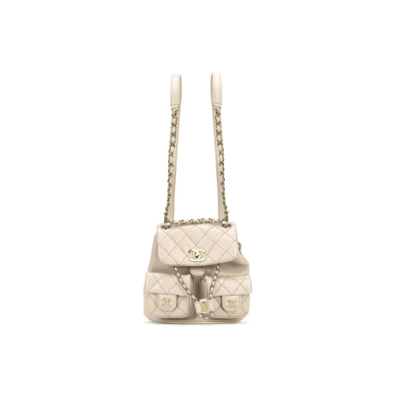 CHANEL Cow Leather Backpack Women's Gray-0