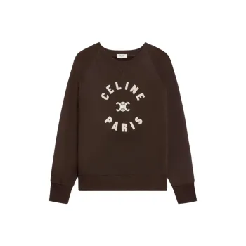 CELINE SS25 Triomphe Sweatshirt In Cotton Fleece Sweatshirt Women's Cocoa Brown