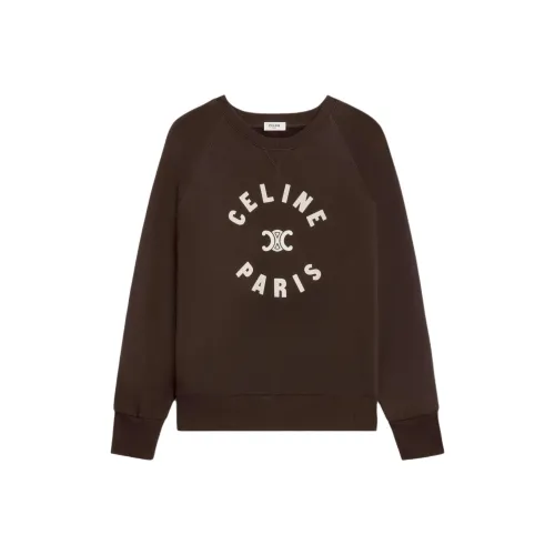 CELINE SS25 Triomphe Sweatshirt In Cotton Fleece Sweatshirt Women's Cocoa Brown