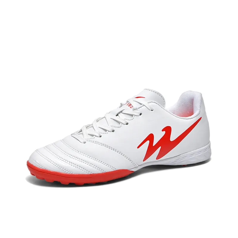 Binary TF Rubber Broken Studs Cushioning Abrasion Resistant Lightweight Soccer Shoes Unisex White Red-1