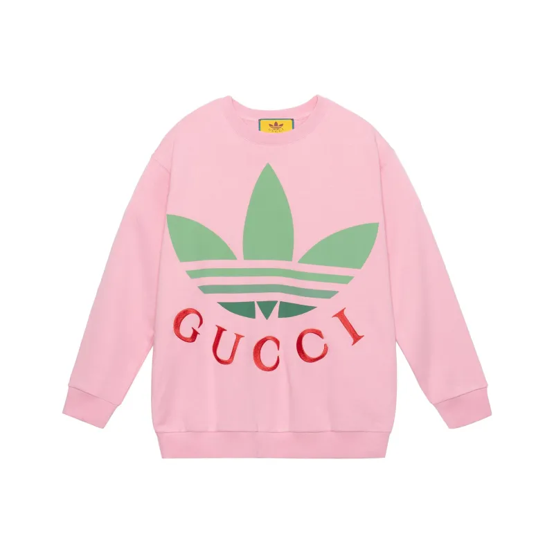 GUCCI X Adidas Cotton Jersey Sweatshirt Pink-0