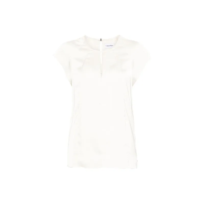Calvin Klein Keyhole-neck Satin Blouse-0
