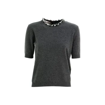 Valentino Embellished Crewneck Short Sleeved Jumper