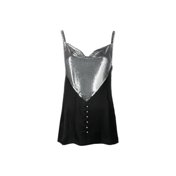 Paco Rabanne Chainmail Panelled Cowl Neck Top