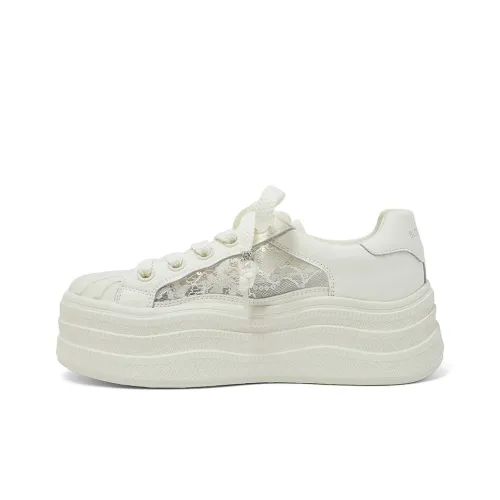 COMELY Slip Resistant Low Top Skateboard Shoes Women's Ecru