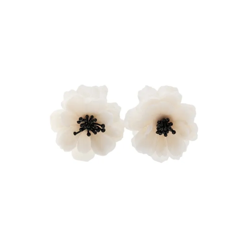 ZARA Metal Earrings Women's White-0