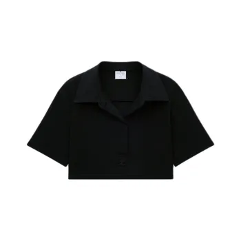 COURREGES SS24 COTTON CROPPED POLO Polo Shirt Women's BLACK/Black