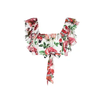 PHILIPP PLEIN Cropped Floral print Blouse