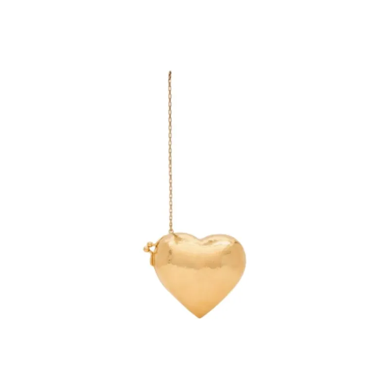 SAINT LAURENT Brass Heart Shaped Evening Bag Handbag Mini Women's Gold-2