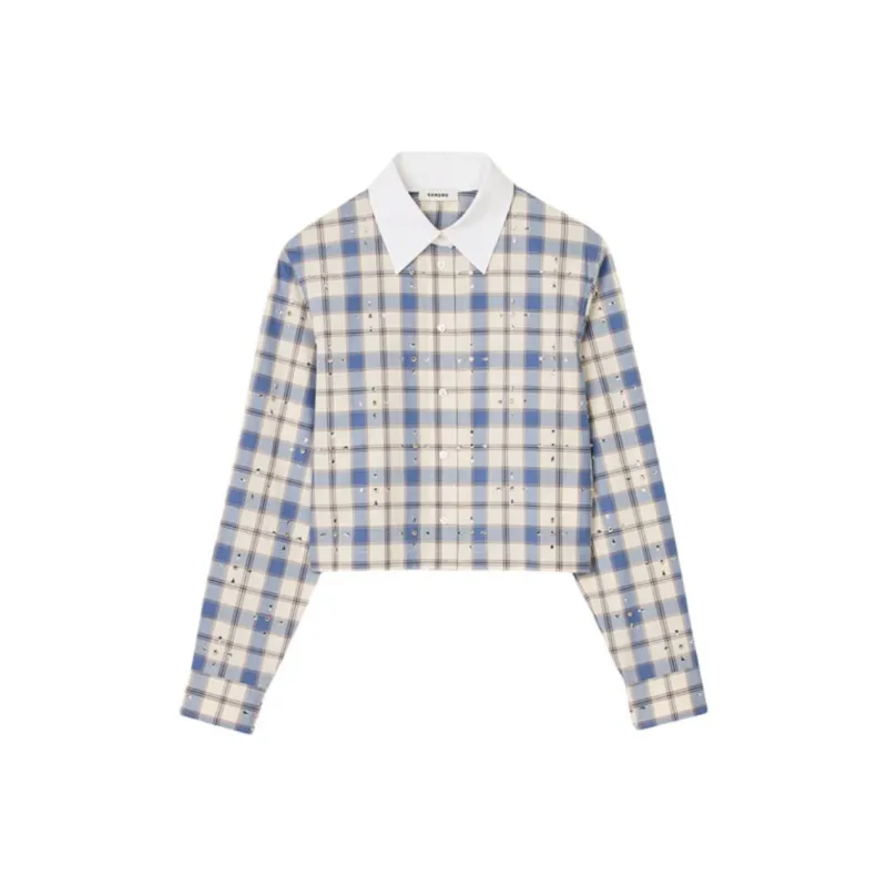 Sandro Rhinestone embellished Cotton Shirt-0