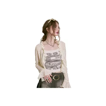 ELF SACK Chiffon Shirts Women's Elegant Ecru