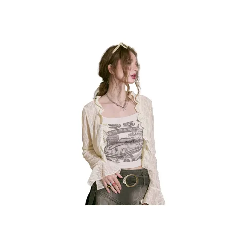 ELF SACK Chiffon Shirts Women's Elegant Ecru