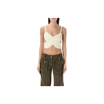 Blumarine Butterfly Cut Out Detailed Cropped Top