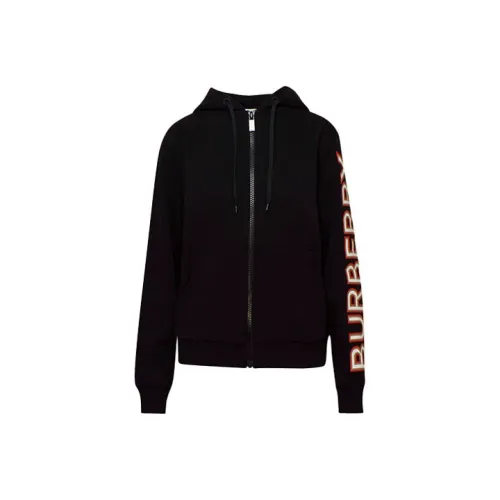 Burberry Women'ss Logo Print Zip Up Hoodie Black/Multi
