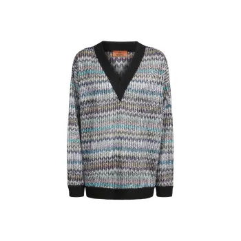 MISSONI Sequin Embellished Oversized V Neck Jumper