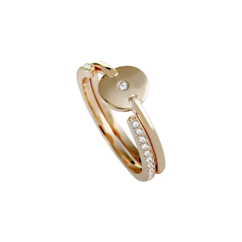 Swarovski 14K Gold Ginger Crystal Rings Set Of Three-1