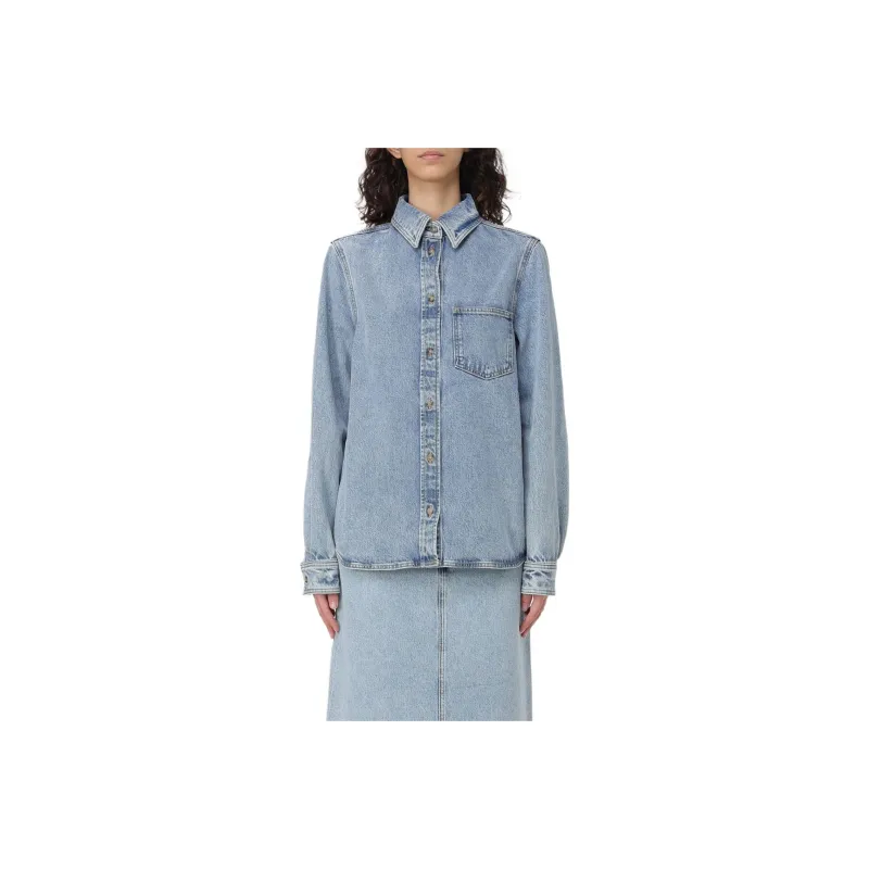 TOTEME Buttoned Long Sleeved Denim Shirt-0