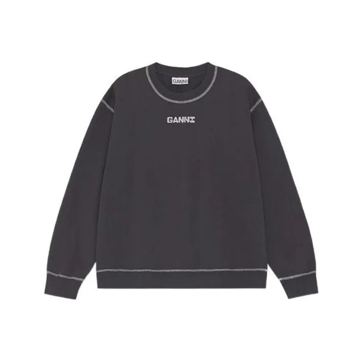 GANNI Logo print Long sleeve T shirt-0