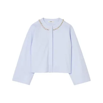 Sandro Crystal neckline Cropped Shirt