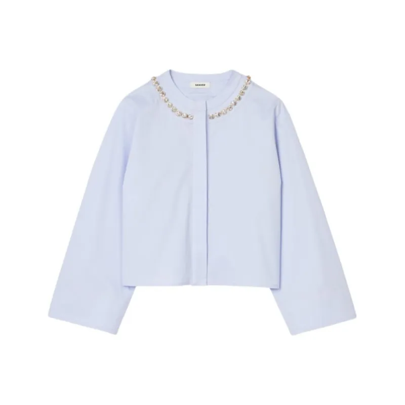 Sandro Crystal neckline Cropped Shirt-0