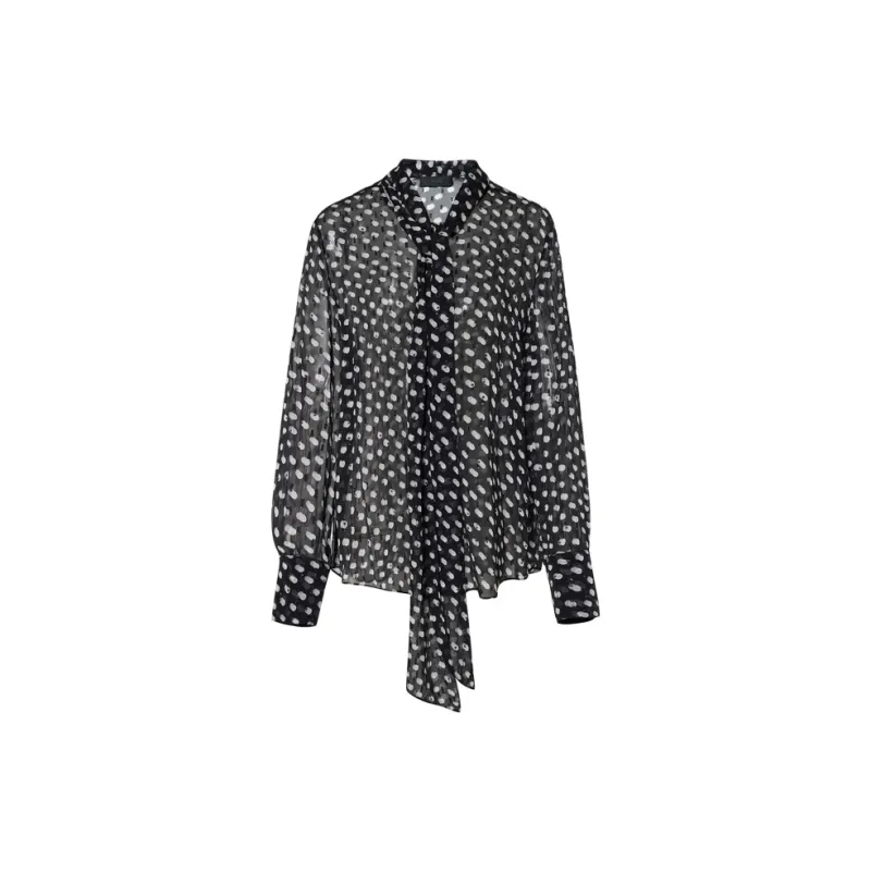 MOCO Shirt Women's Black White Polka Dots-0